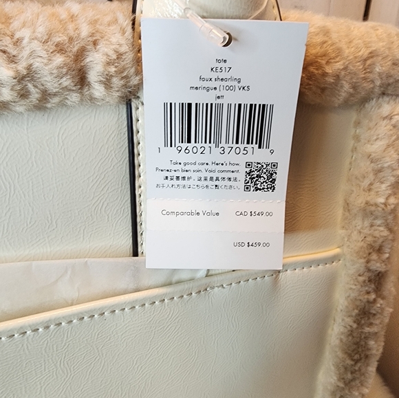🎀 PRICE DROP! Kate Spade Jett Faux Shearling Tote- Merinque KE517. - Picture 11 of 11